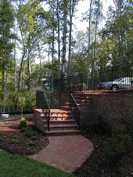 Brick Retaining Wall with Railing