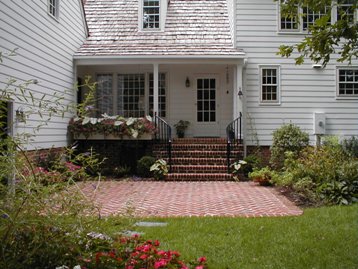 Brick Patio by Covered Porch